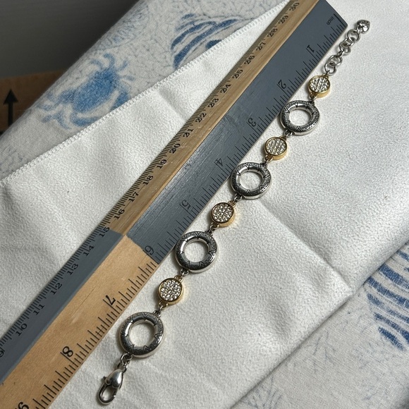 Brighton Sun Drops Bracelet Two-tone Crystals Silver Plated Retired Etched 8" - Picture 9 of 10